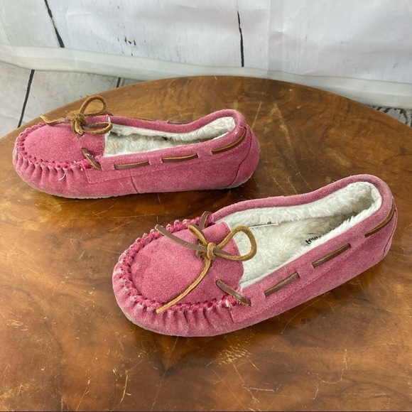 Purple leather lined slippers with rubber soles - Picture 4 of 8